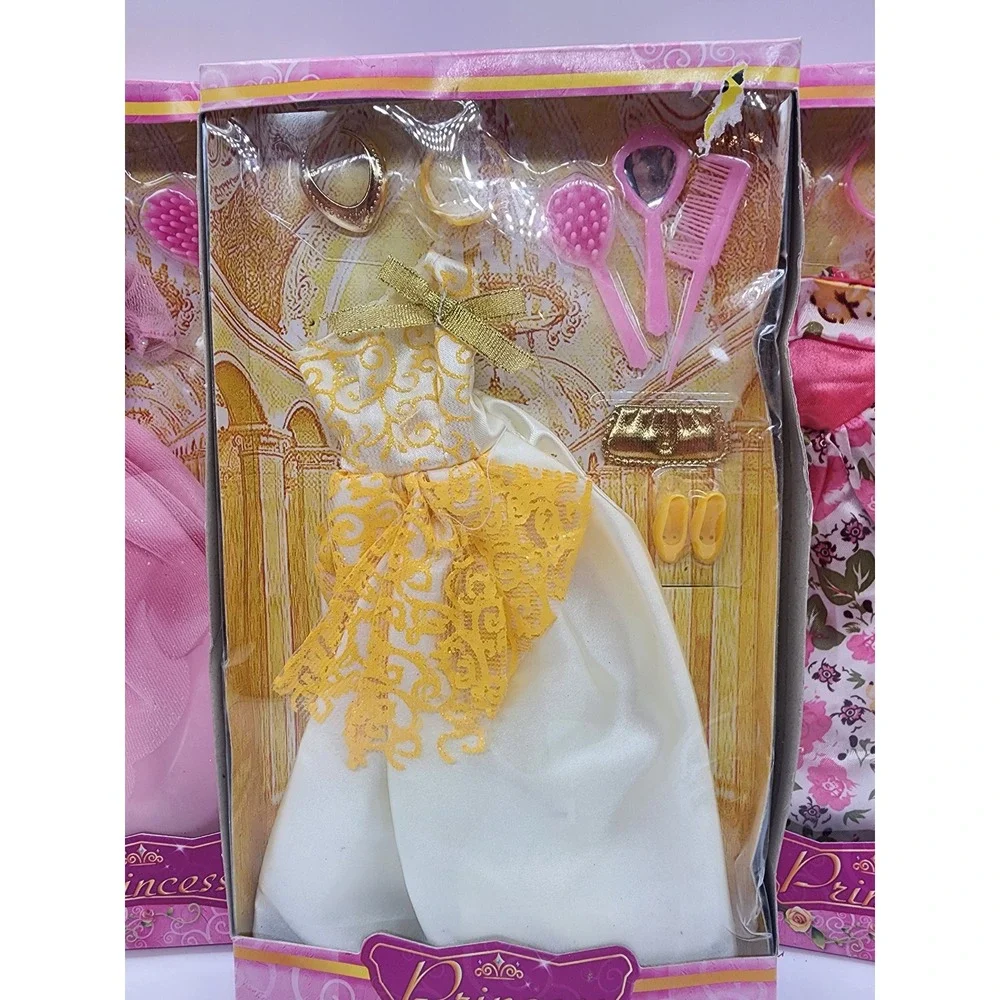 Vintage Princess Doll Clothes Outfits Accessories Lot of 3 Gowns New Old Stock